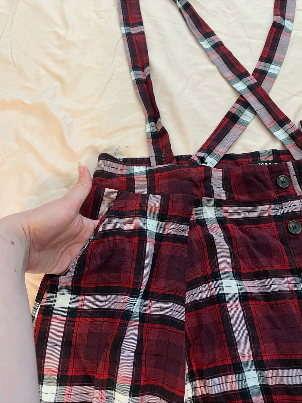 torrid Red Plaid Suspender Skirt - Picture 9 of 14
